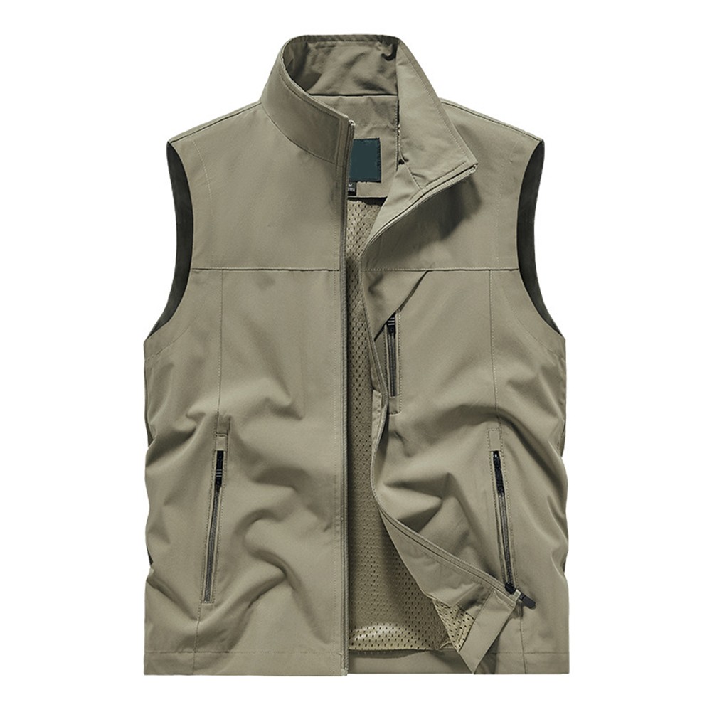 Gilet sans manches homme couleur vendre unie avec doublure maille respirante vert armé