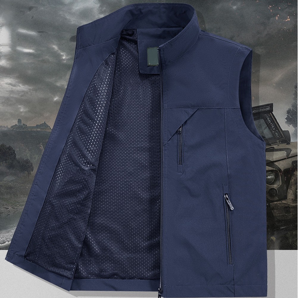 Gilet sans manches homme couleur vendre unie avec doublure maille respirante vert armé
