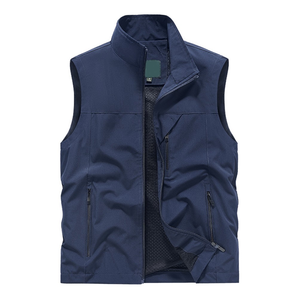 Gilet sans manches homme couleur unie officiel avec doublure maille respirante vert armé