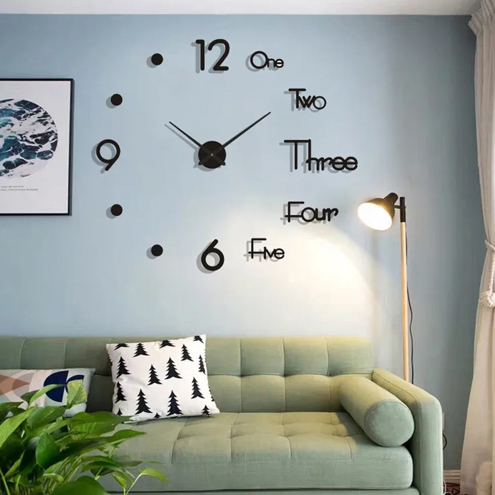 Large 3D Wall Clock with Modern Mirror Sticker Art Design for Home Decor