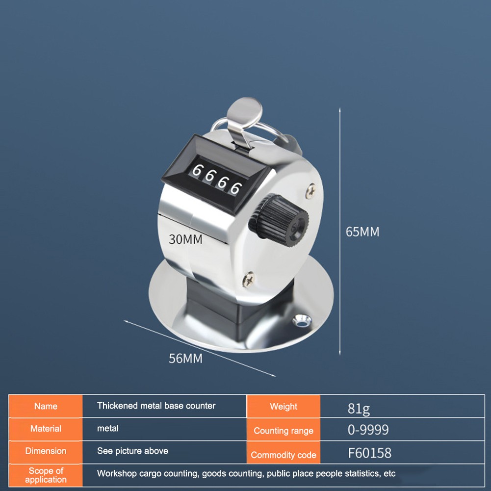 Manually Press The Silver Stainless Steel Mechanical Four Digit Counter