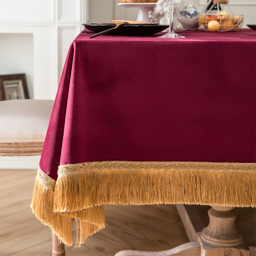Elegant And Sophisticated Dining Table European Tassel Tablecloth Easy To Clean