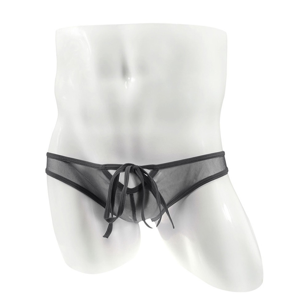 Culotte sexy homme maille transparente taille basse sous 2024 vêtement pochette noir