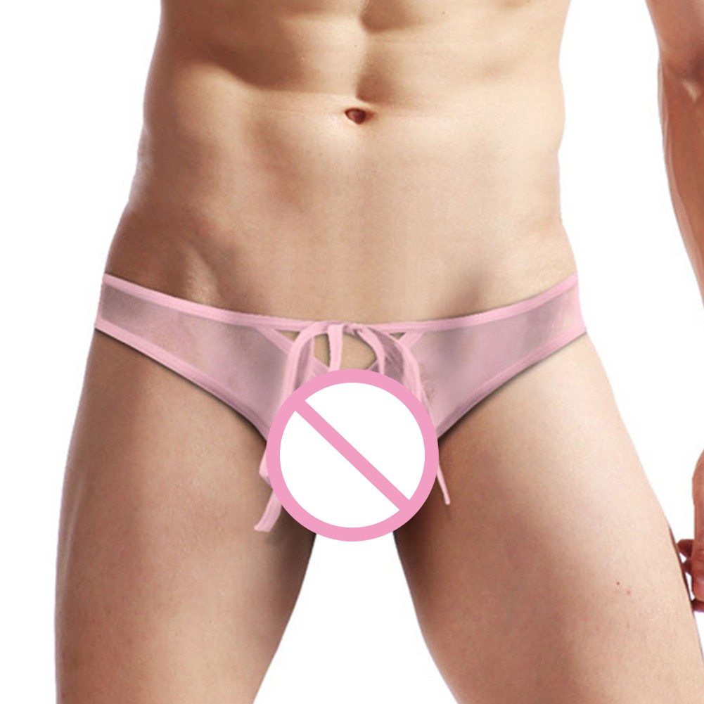 Culotte sexy homme maille transparente taille basse sous 2024 vêtement pochette noir