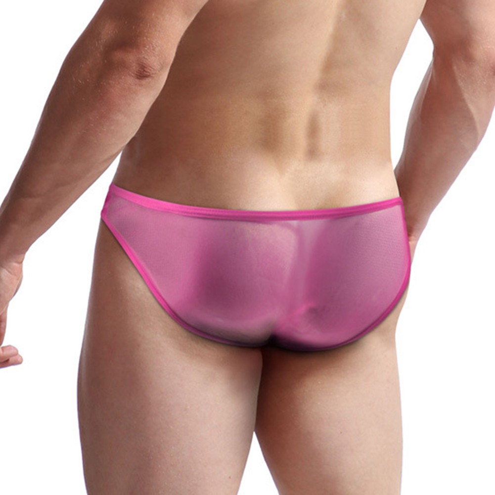 Culotte sexy homme maille transparente taille basse vendre sous vêtement pochette noir