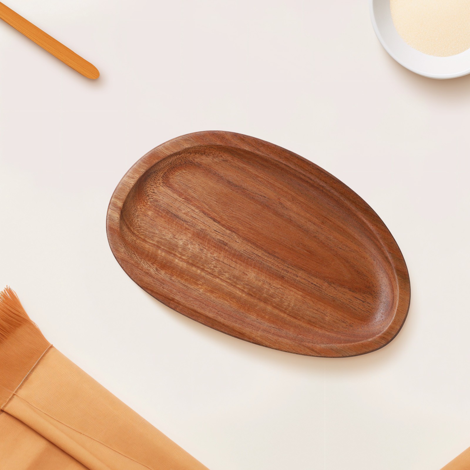 Irregular Oval Wooden Dinner Tray Natural Wood Color Captivating Appearance - Picture 16 of 51