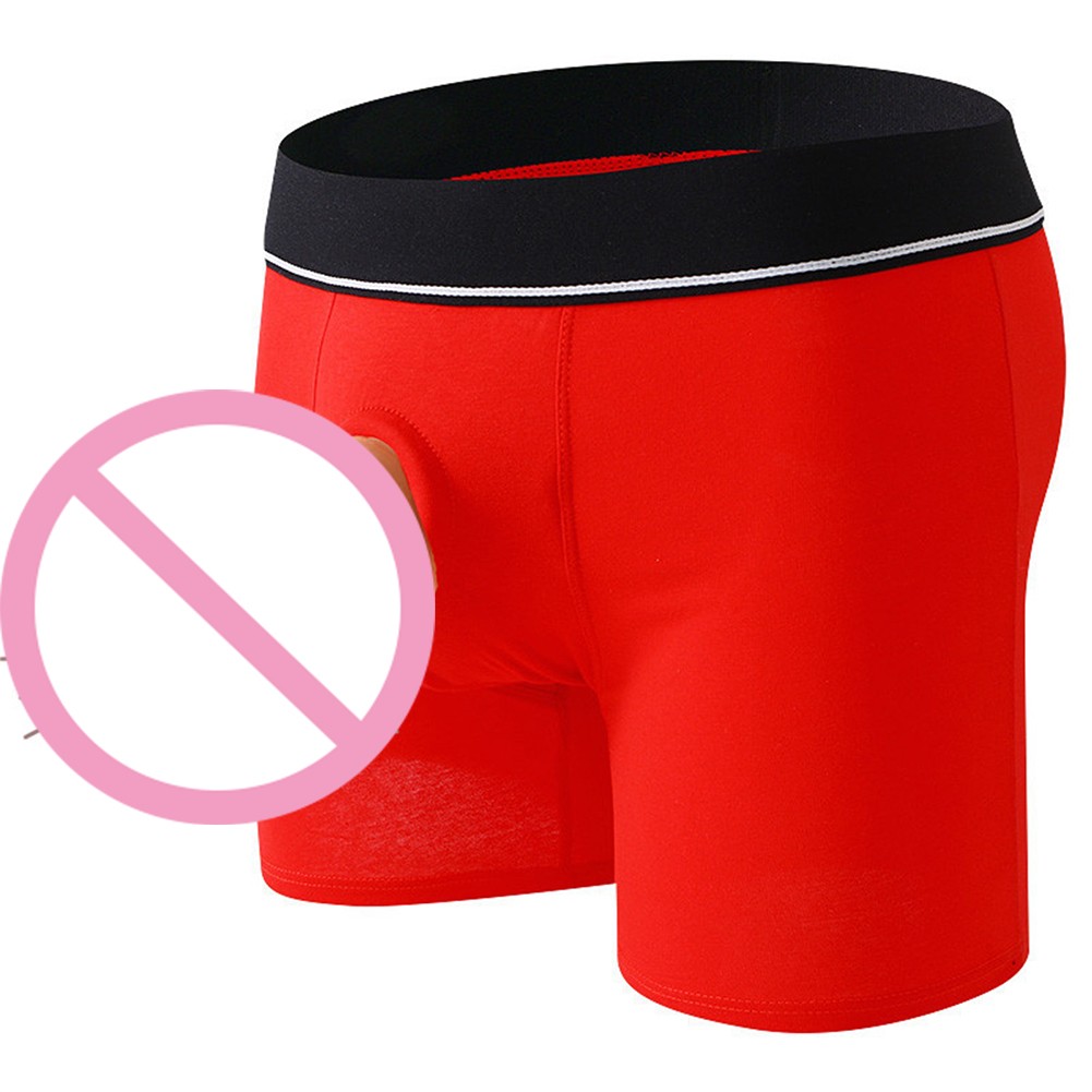Herren Unterhose Open Pouch Loch Boxershorts Cockring Baumwolle Unterwäsche Boxershorts - Bild 42 von 45