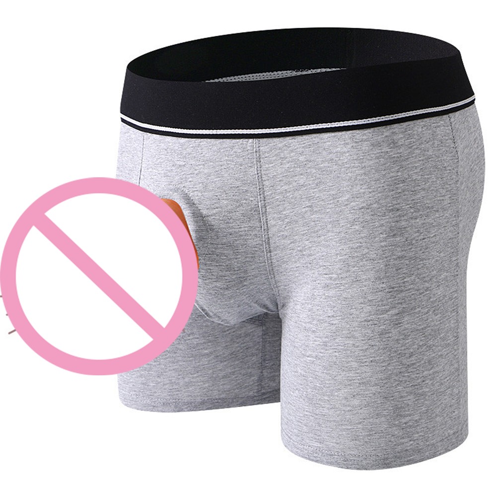 Herren Unterhose Open Pouch Loch Boxershorts Cockring Baumwolle Unterwäsche Boxershorts - Bild 30 von 45