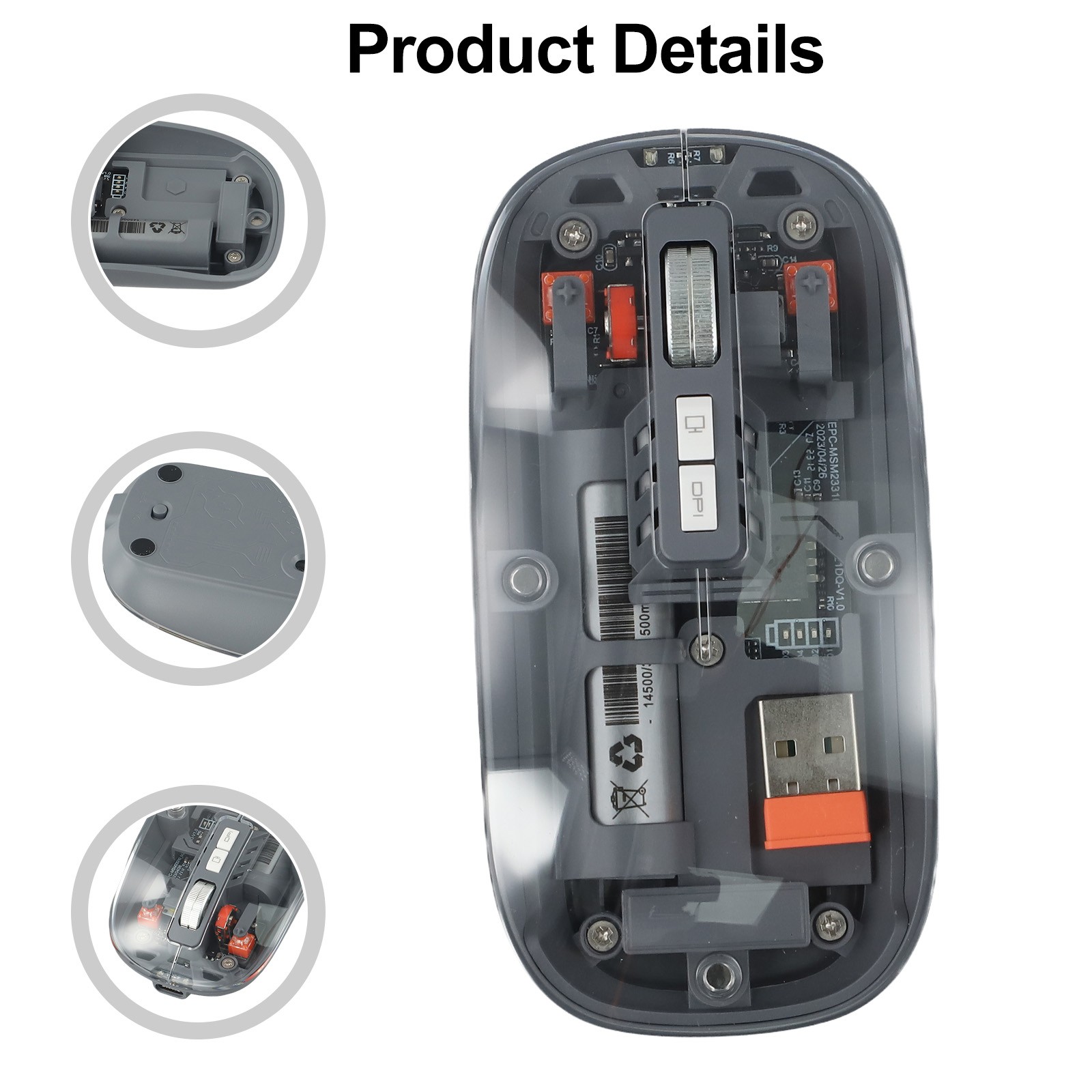 Precision 2400DPI verstellbare USB-Maus mit stilvollem transparentem Design - Bild 52 von 63