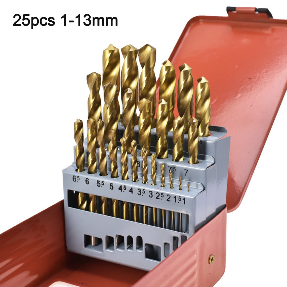 Schwerlast gerader Schaft HSS Bohrer Bit Set 25-teilig für Metallbearbeitung Pr - Bild 14 von 19