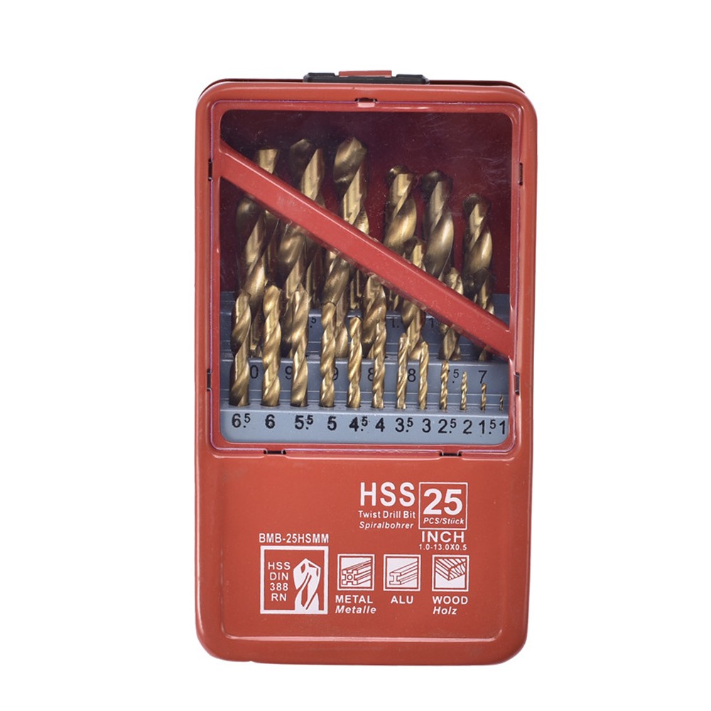 Schwerlast gerader Schaft HSS Bohrer Bit Set 25-teilig für Metallbearbeitung Pr - Bild 15 von 19