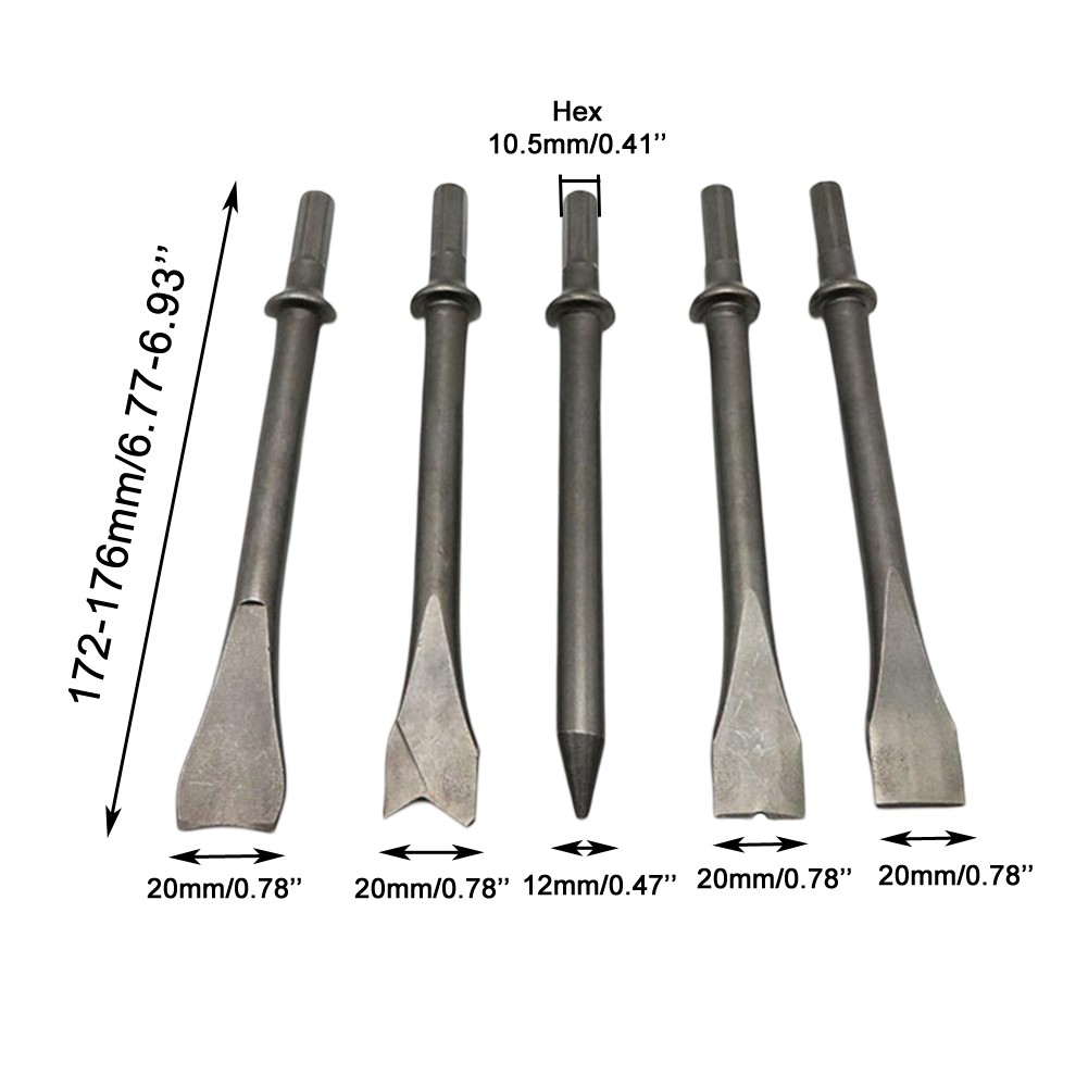 Schwerlast Stahl Druckluft Hammer Meißel Set für Schrauben Fliesen Entfernen u - Bild 15 von 19