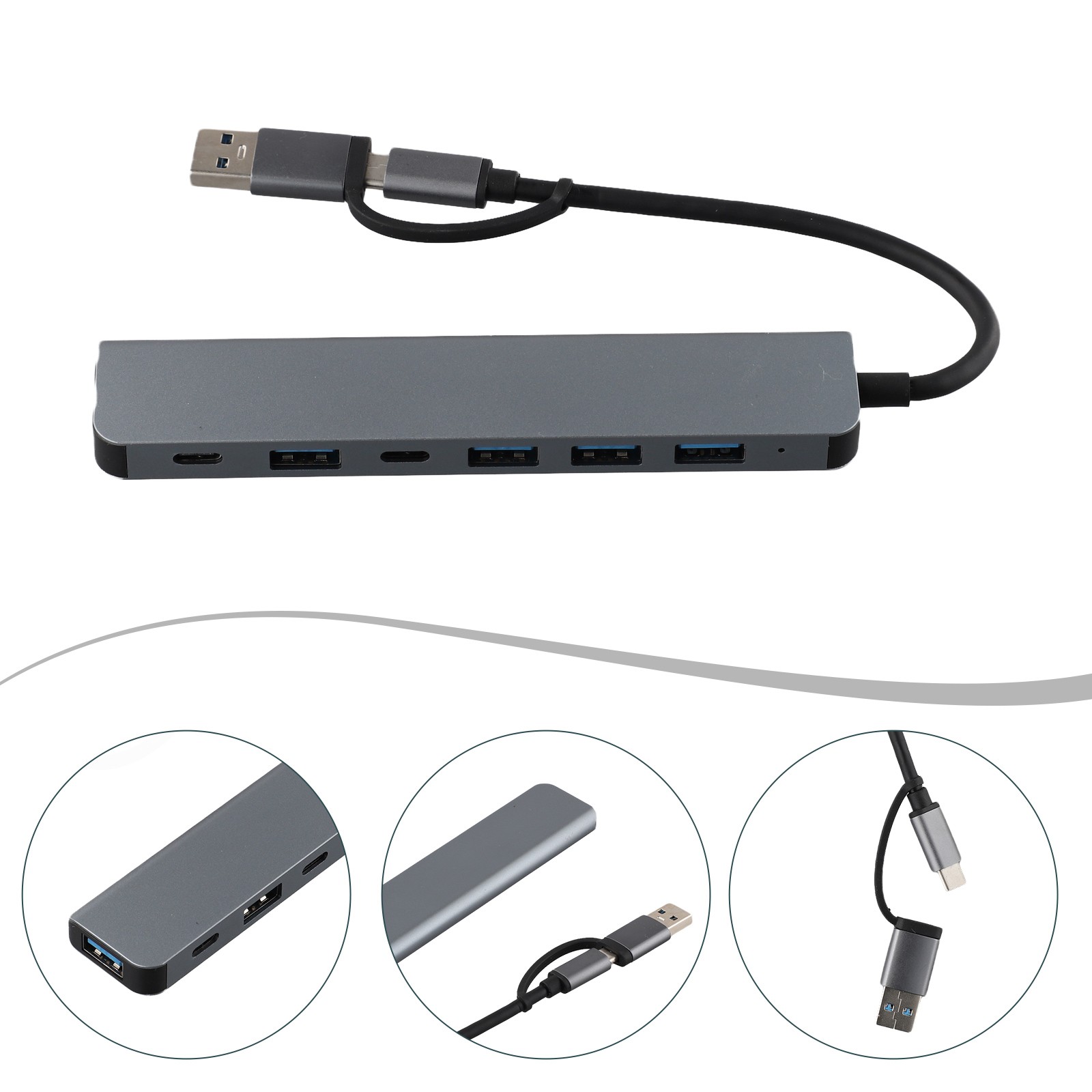 USB3 0 USB C Hub Docking Station 7 Ports TF Card Reader Fast Charge - Zdjęcie 22 z 30