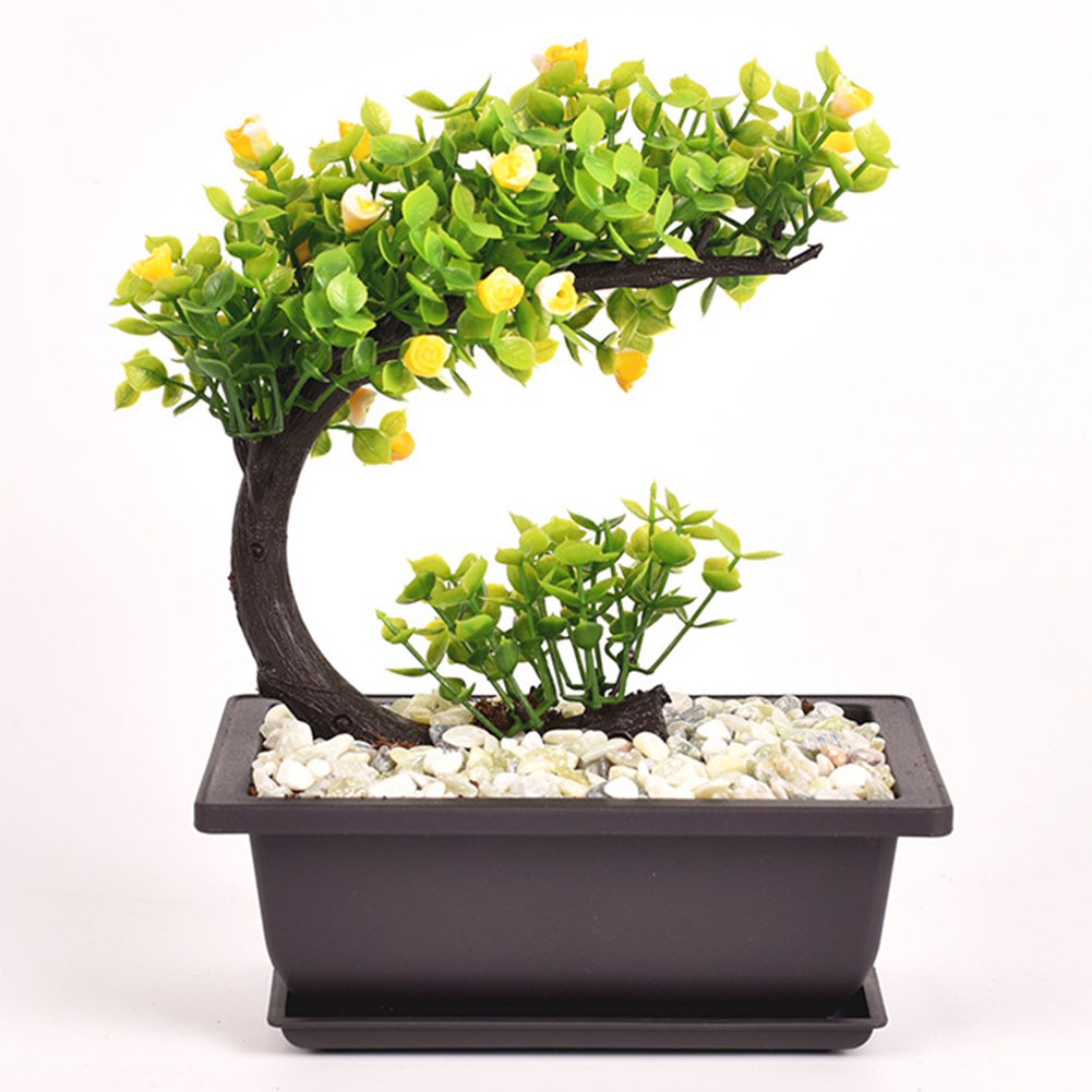 Indoor Space Rectangular Plastic Flower Pot Elegant Look Matching Tray Included - Picture 24 of 25