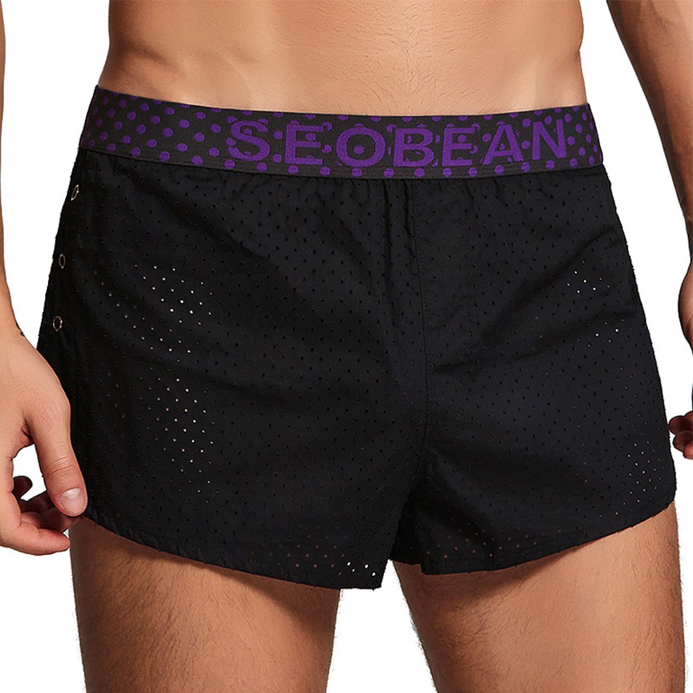 Sous-vêtements homme taille basse coton malles officiel short fendu sur le côté vêtem