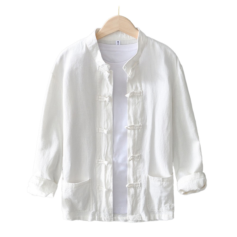 Traditional Stand up Collar Tang Suit Shirt for Men's Chinese Style Look - Picture 26 of 30