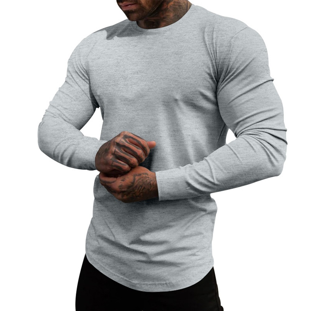 5) Magliette Uomo Slim Fitness Muscolare Palestra Bodybuilding Top Maniche Lungh - Foto 17 di 27