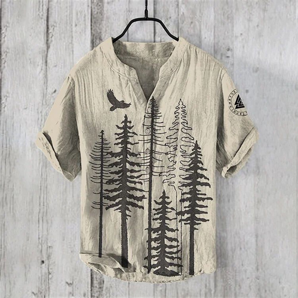 Casual Men's Summer V Neck Shirt Fashion Hawaiian Streetwear 3D Printed Top