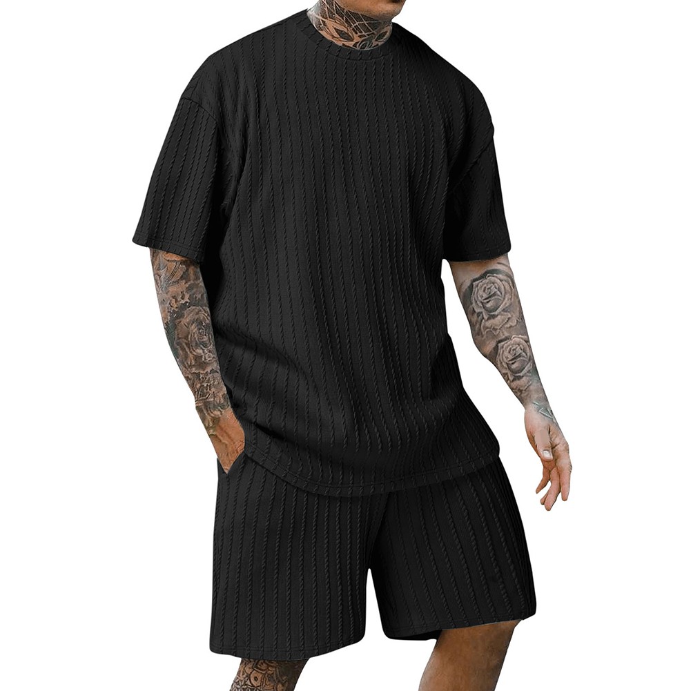 6) Trendy Men's Summer Striped Tshirt And Shorts Two Piece Set Fashion Outfits - Picture 17 of 48