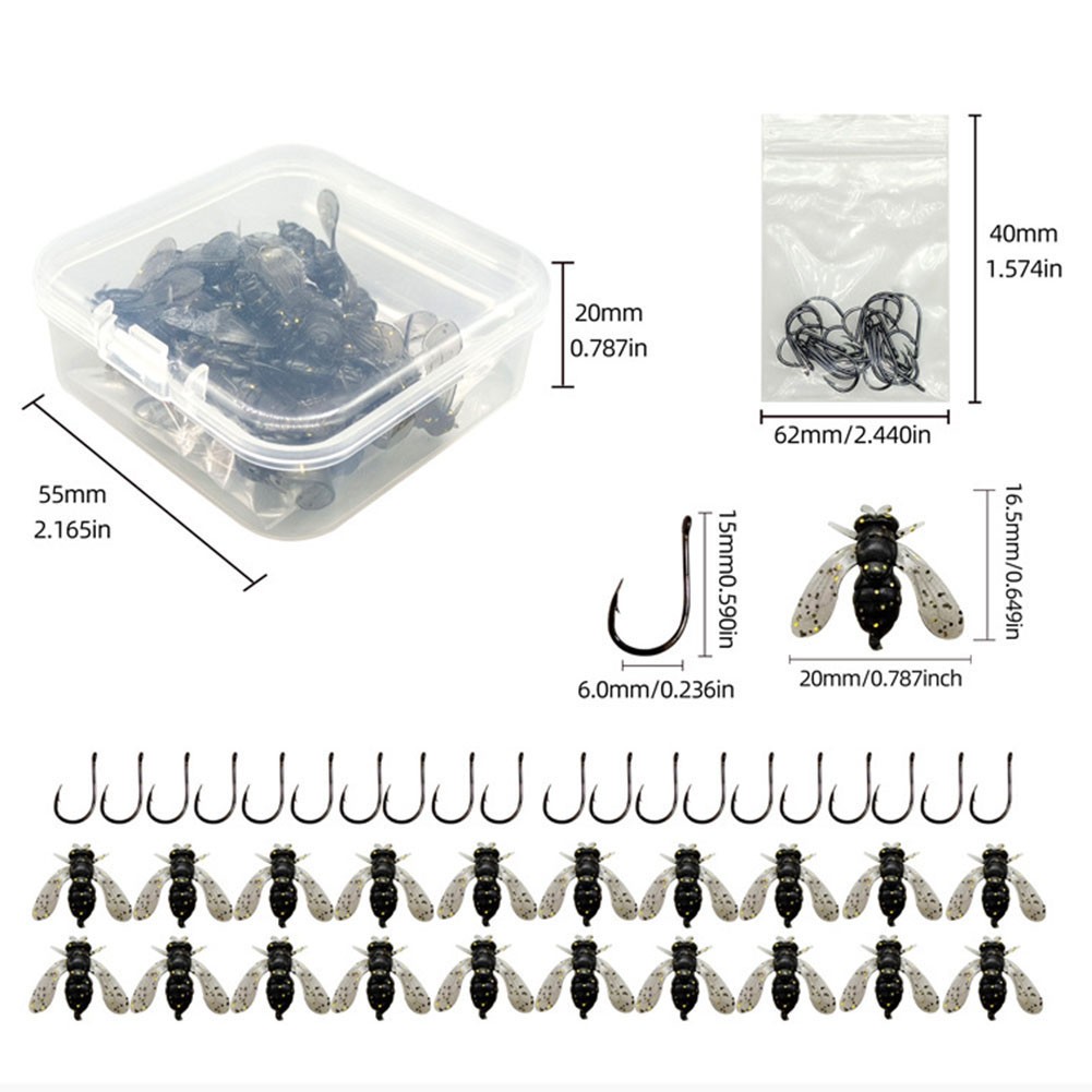 Appât de pêche à la mouche efficace pour truite bar grisage 20 pièces taille - Photo 39/39