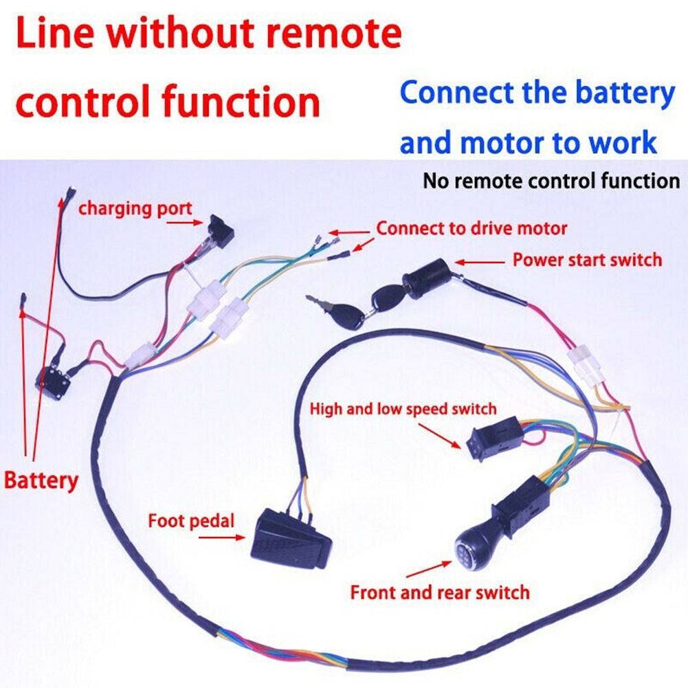 Complete Children's Electric Car Wire and Switch Kit with Remote Control