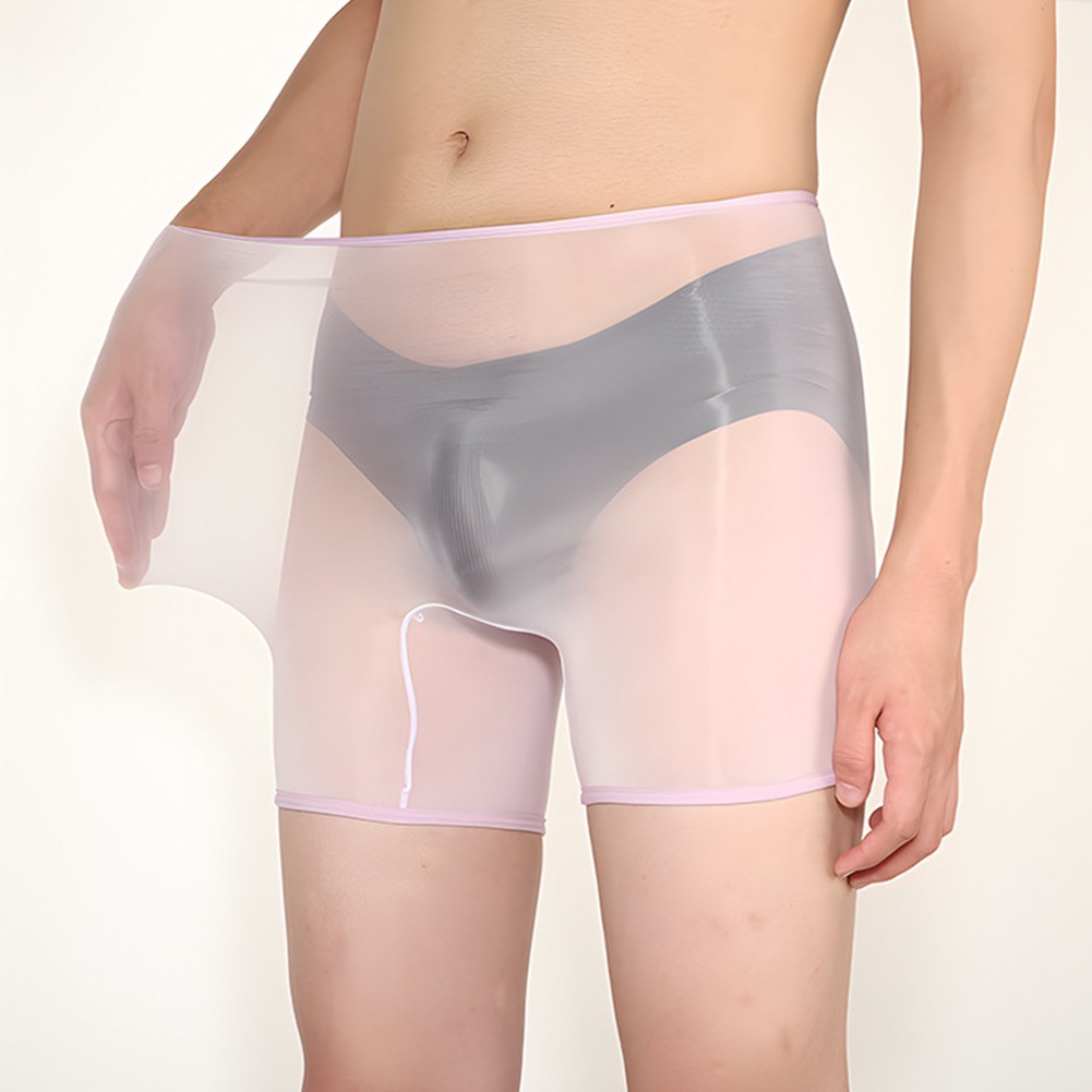 Boxer sexy homme couleur unie huile 2024 brillant lingerie extensible sous vêtement