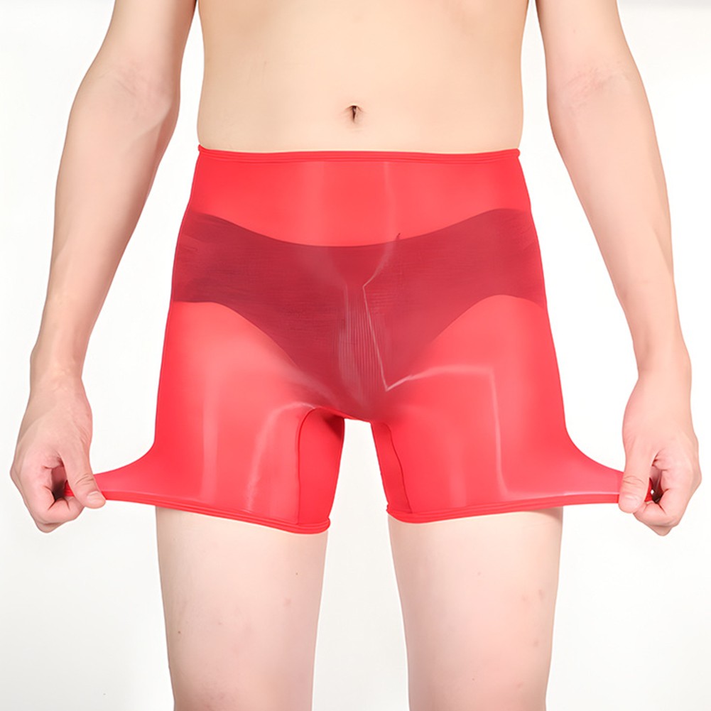 Boxer tendance sexy homme couleur unie huile brillant lingerie extensible sous vêtement