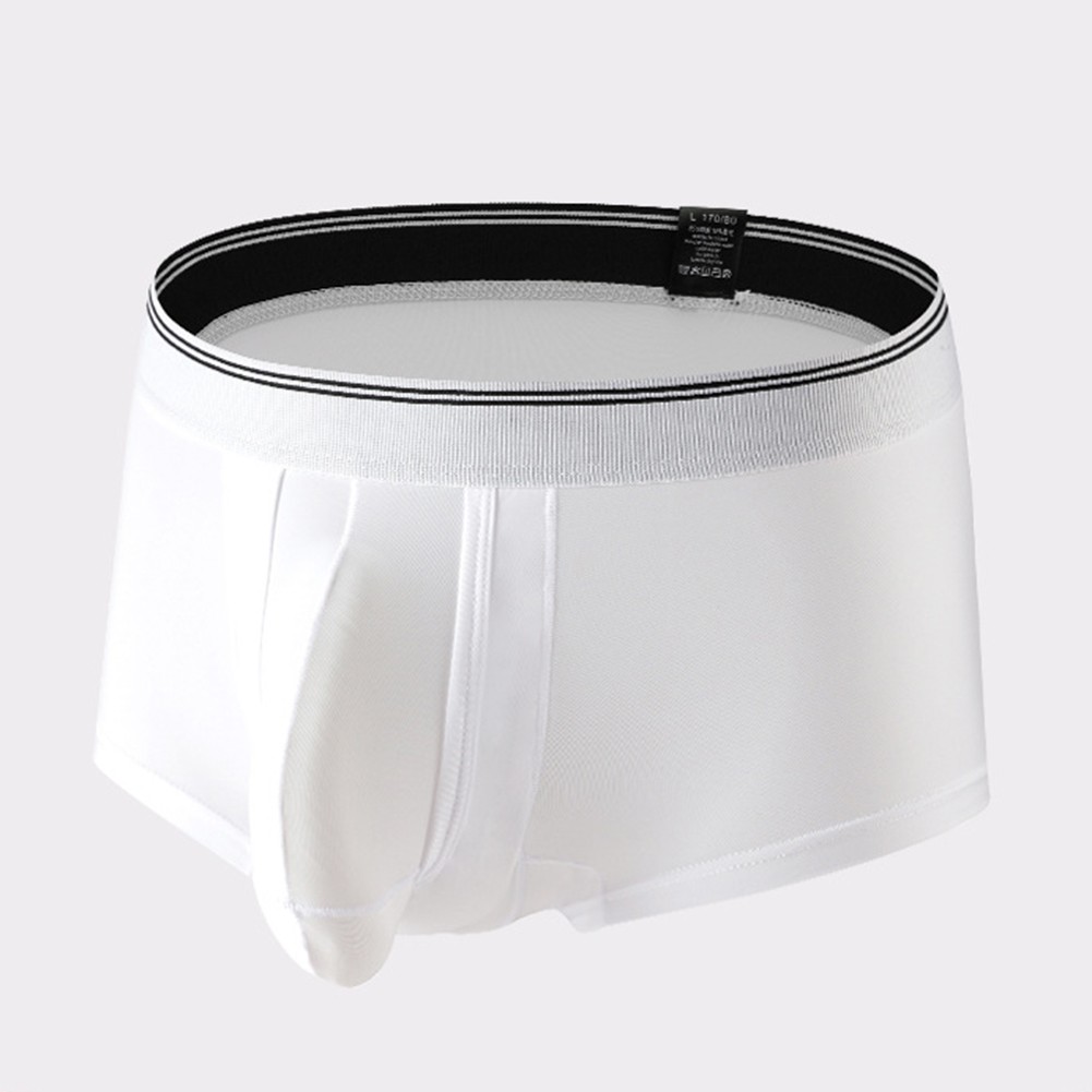 Middle Waist Men’s Ice Silk Briefs Solid Color Underwear Breathable and Soft