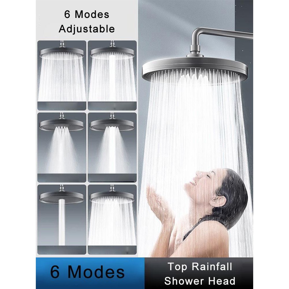 Big Panel Rainfall Shower Head 6 Modes High Pressure Large Flow 230MM Size - Picture 36 of 60