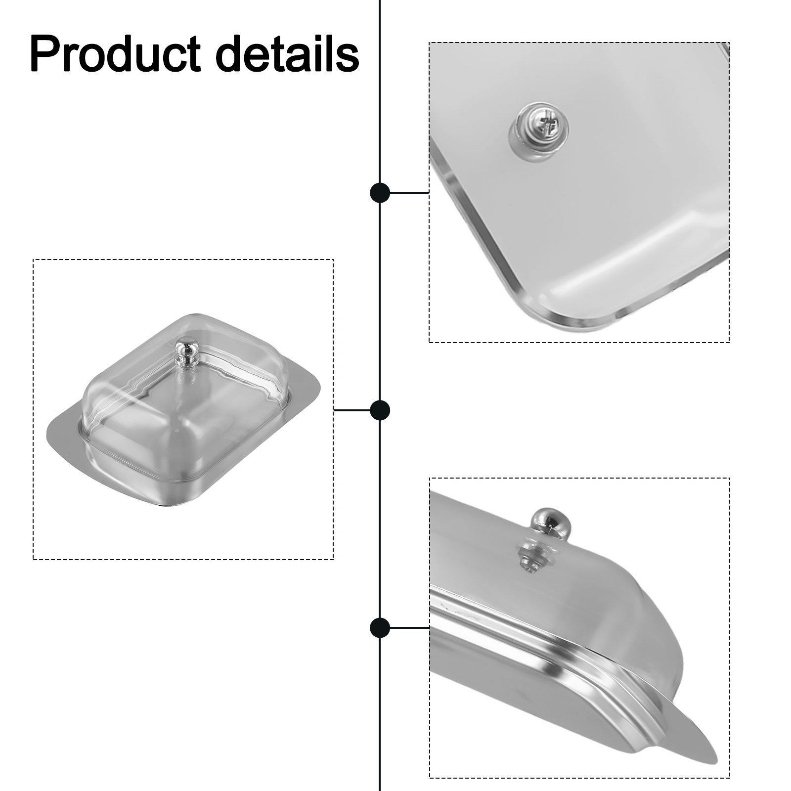 Stylish Brushed Stainless Steel Butter Dish Cheese Storage Tray Container - Picture 14 of 29