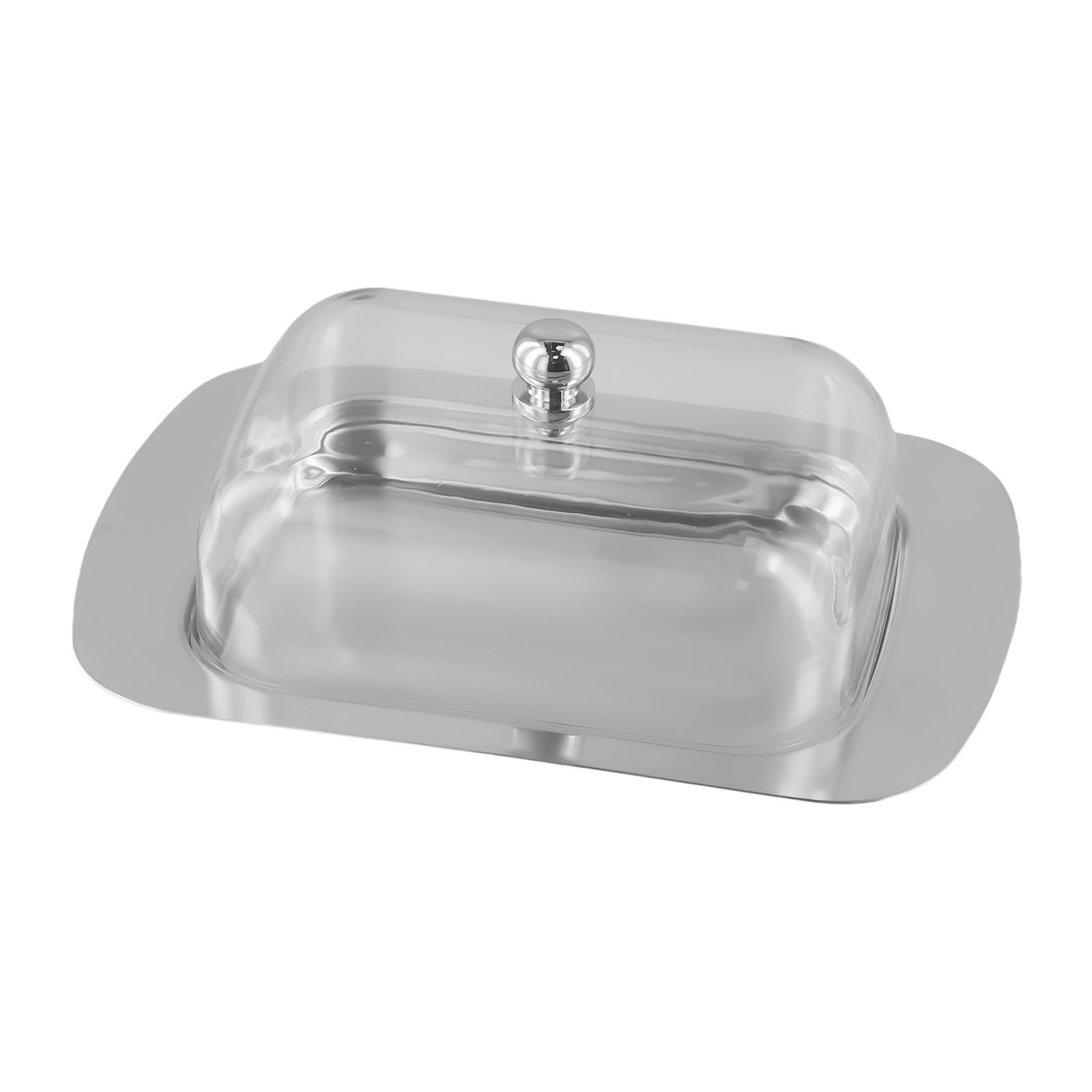 Stylish Brushed Stainless Steel Butter Dish Cheese Storage Tray Container - Picture 23 of 29