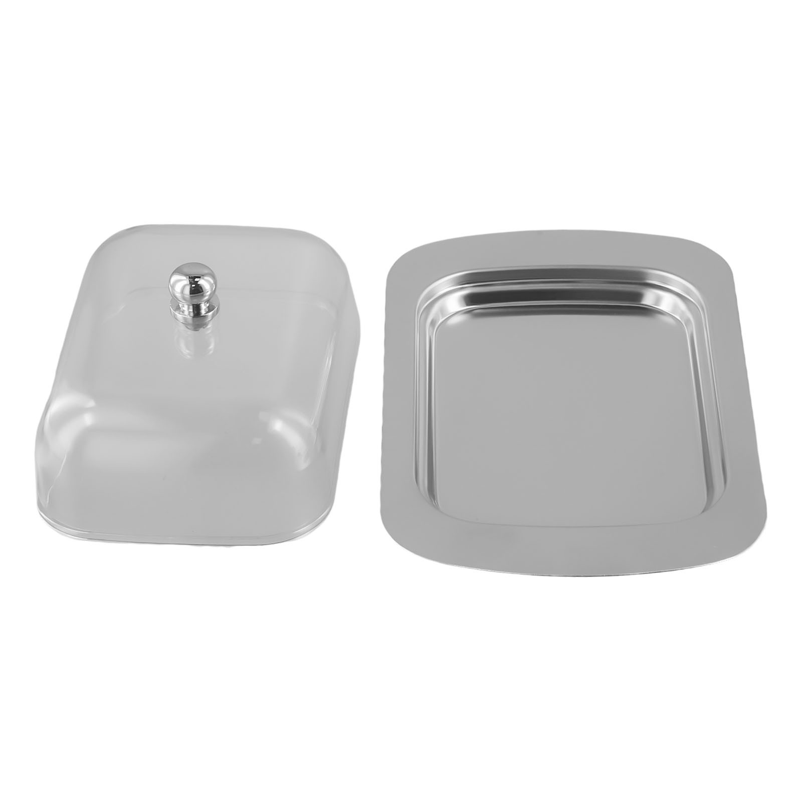 Stylish Brushed Stainless Steel Butter Dish Cheese Storage Tray Container - Picture 13 of 29