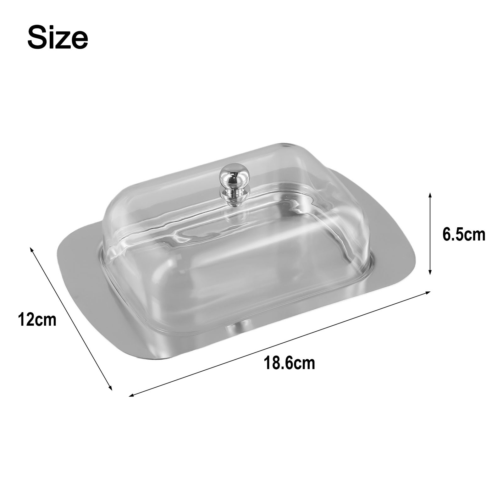 Stylish Brushed Stainless Steel Butter Dish Cheese Storage Tray Container - Picture 20 of 29