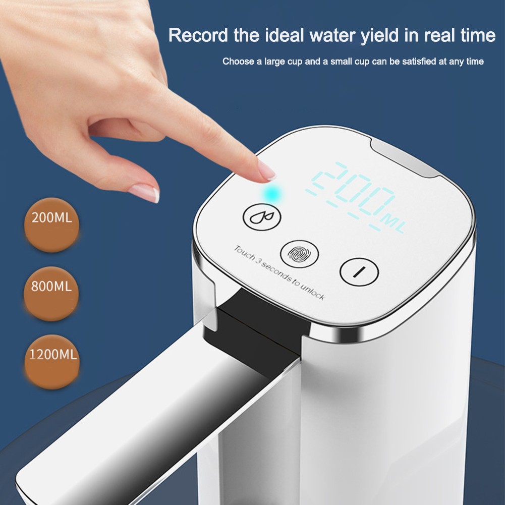 Practical water pump with touch screen display and fingerprint child lock