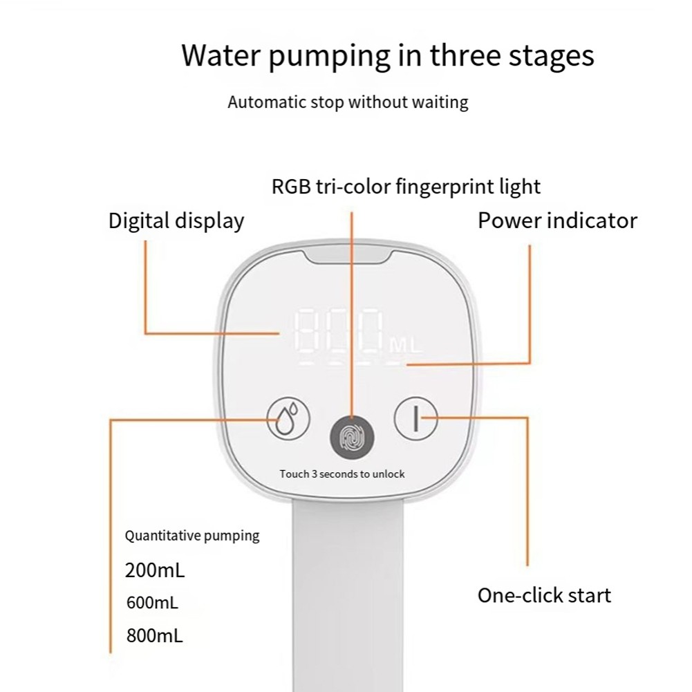 Practical water pump with touch screen display and fingerprint child lock