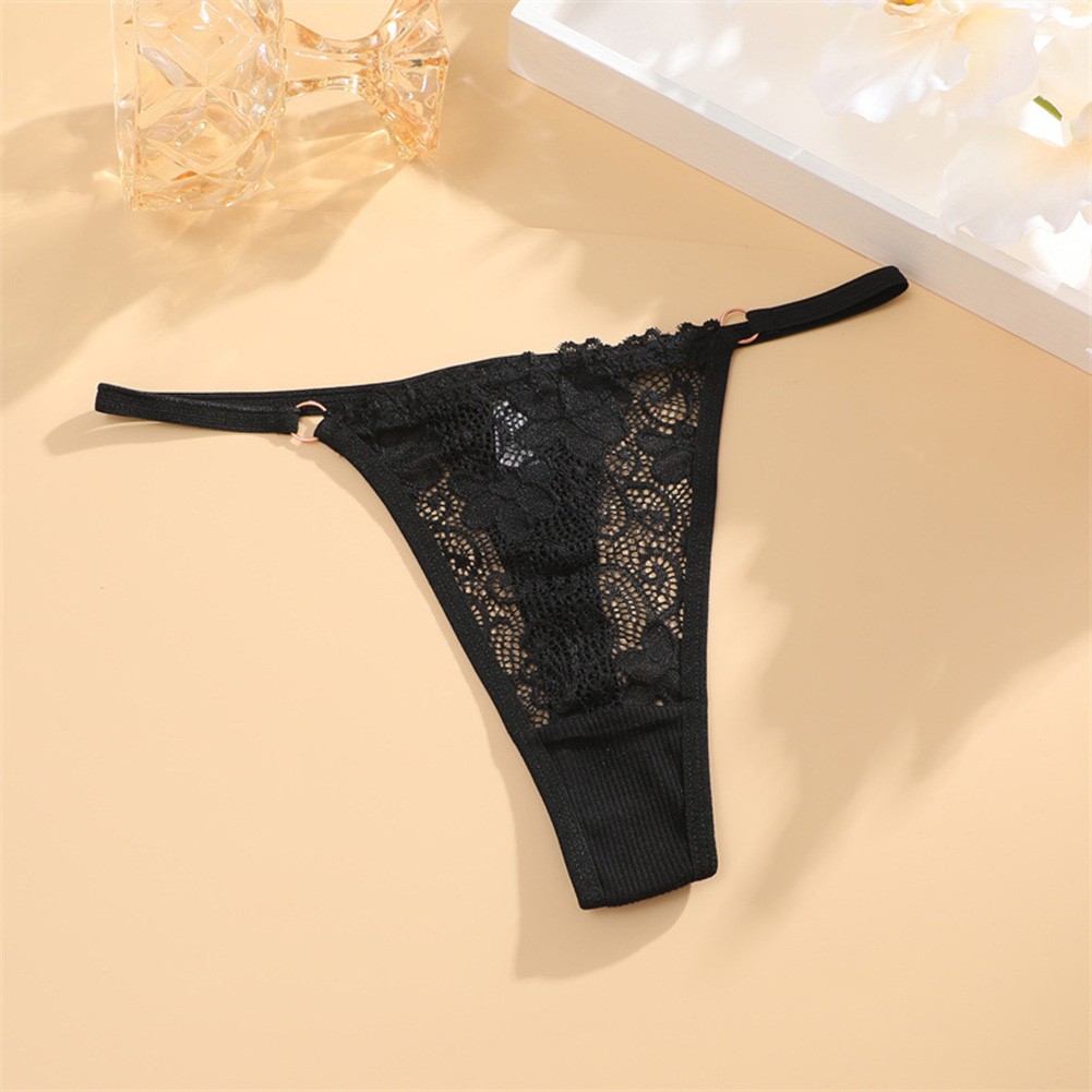 White Sexy Lingerie Breathable Lace Ring Thin Strap Thong Women Underwear - Picture 15 of 18