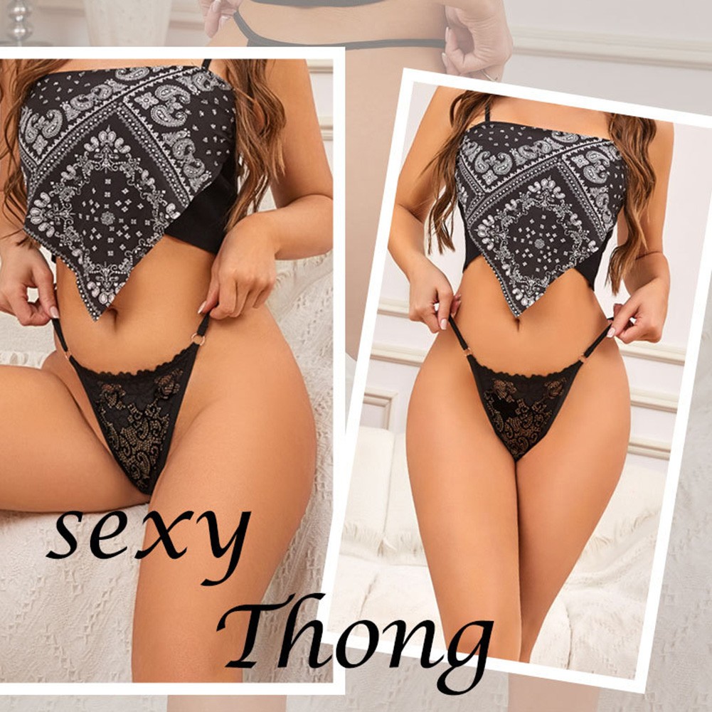White Sexy Lingerie Breathable Lace Ring Thin Strap Thong Women Underwear - Picture 16 of 18