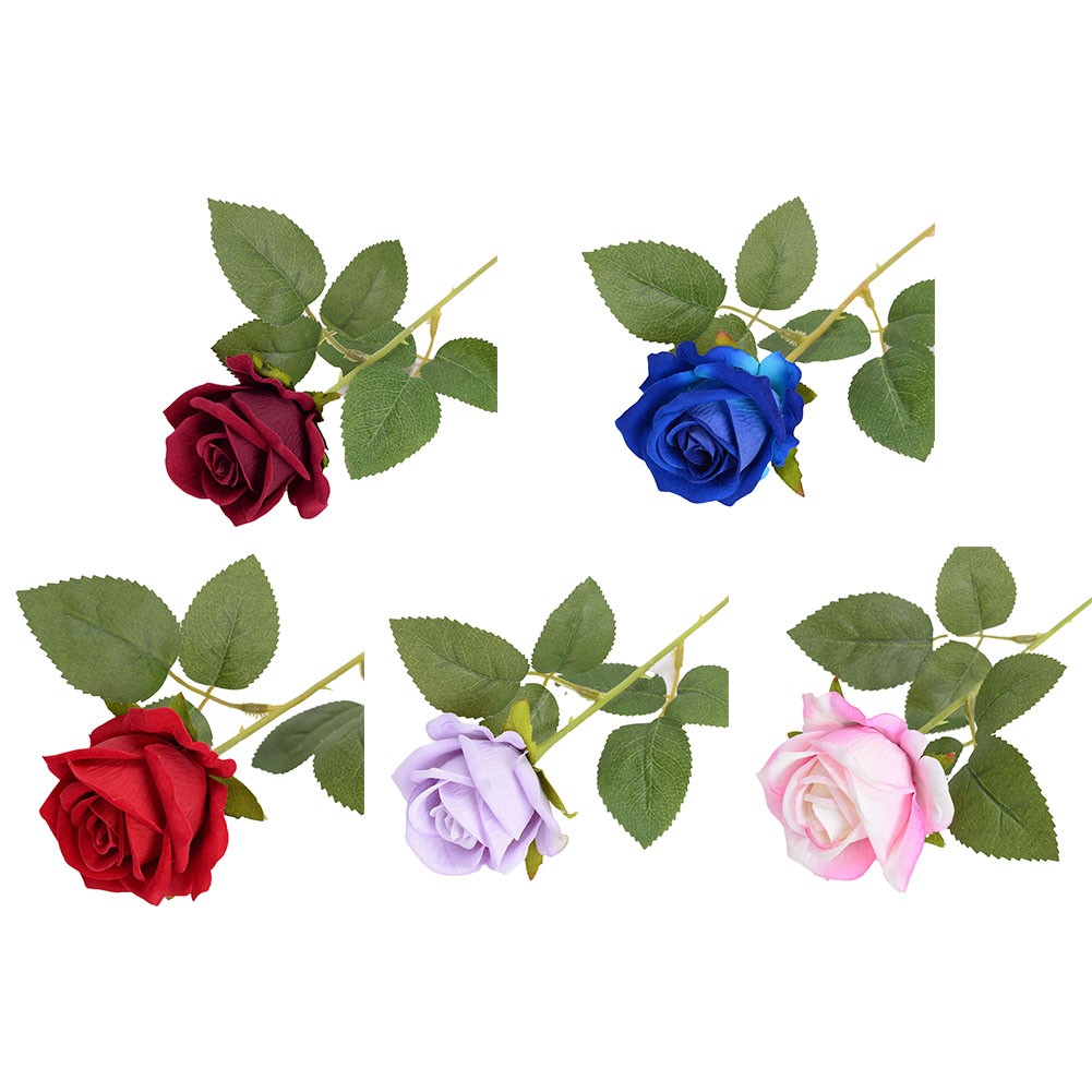 Preciosa rosa artificial con estructura de terciopelo realista para decoración de bodas - Imagen 33 de 37