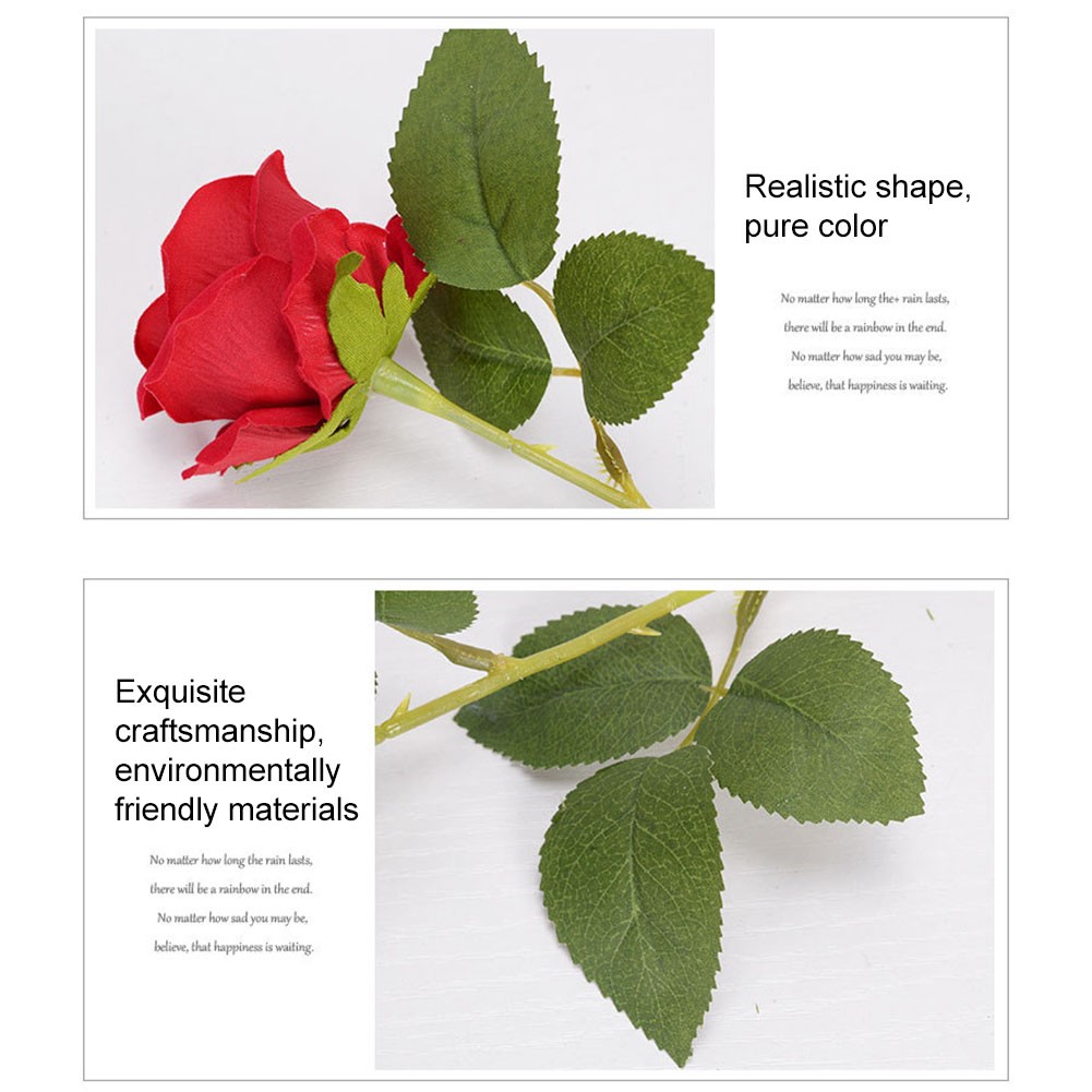 Preciosa rosa artificial con estructura de terciopelo realista para decoración de bodas - Imagen 14 de 37