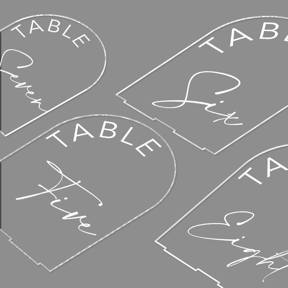Paquet de 10 panneaux numéro de table design arche minimaliste soldes matériau acryli
