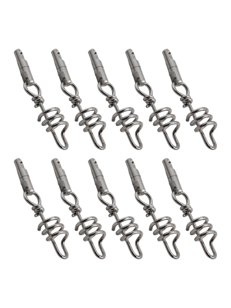 Reliable Heavy Duty Round Swivel Snaps for Fishing Corkscrew Set of 10