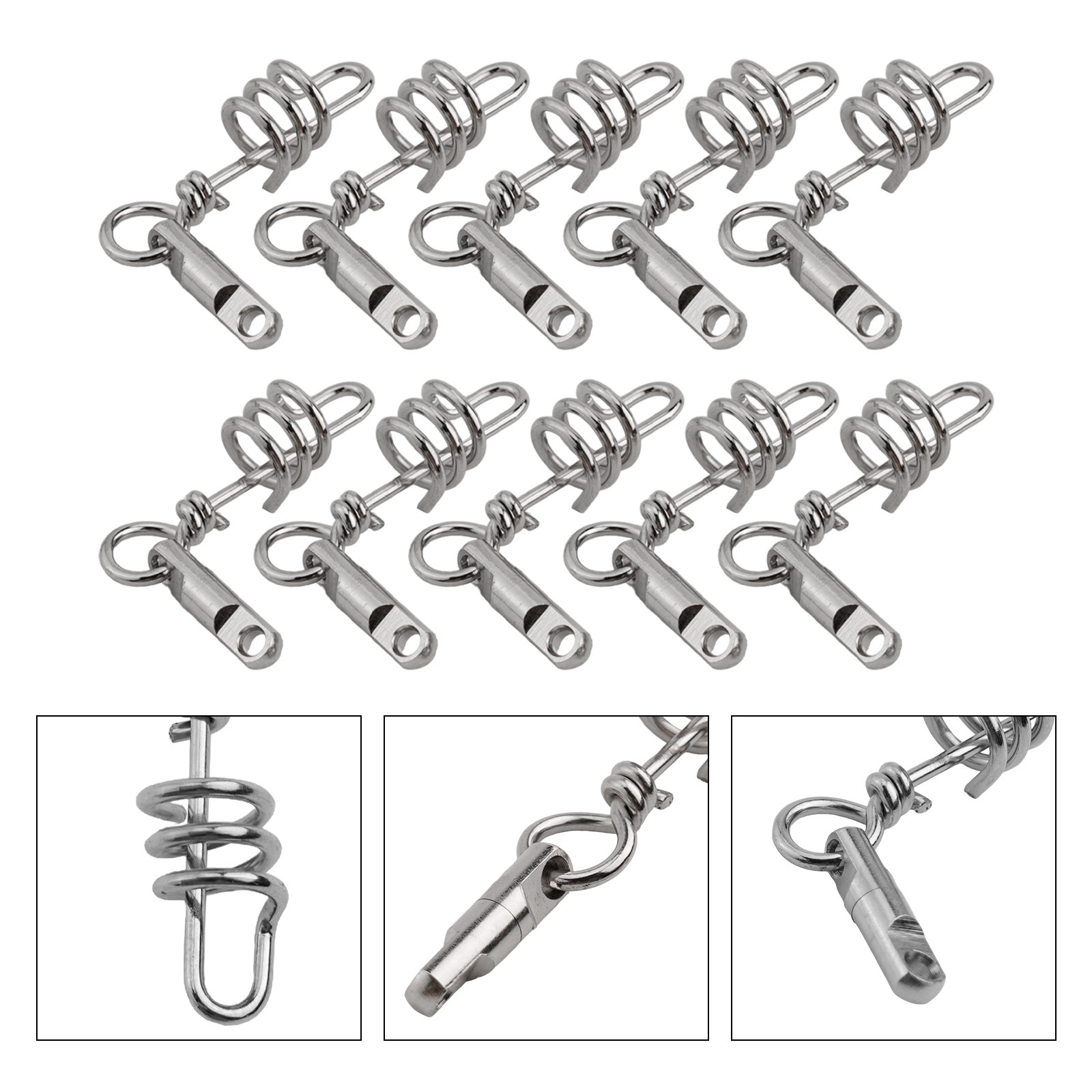 Reliable Heavy Duty Round Swivel Snaps for Fishing Corkscrew Set of 10