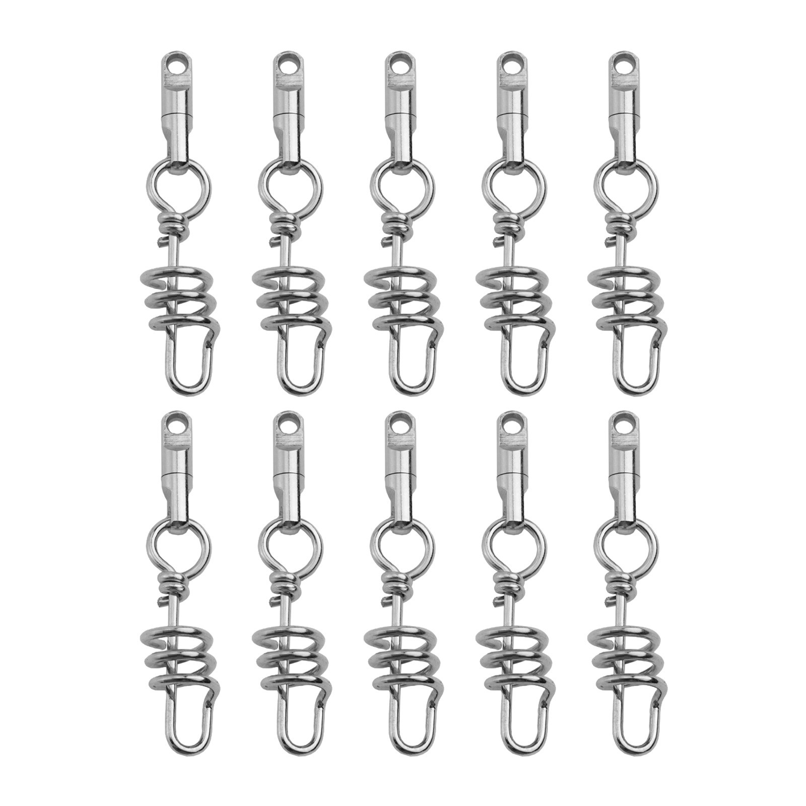 Reliable Heavy Duty Round Swivel Snaps for Fishing Corkscrew Set of 10