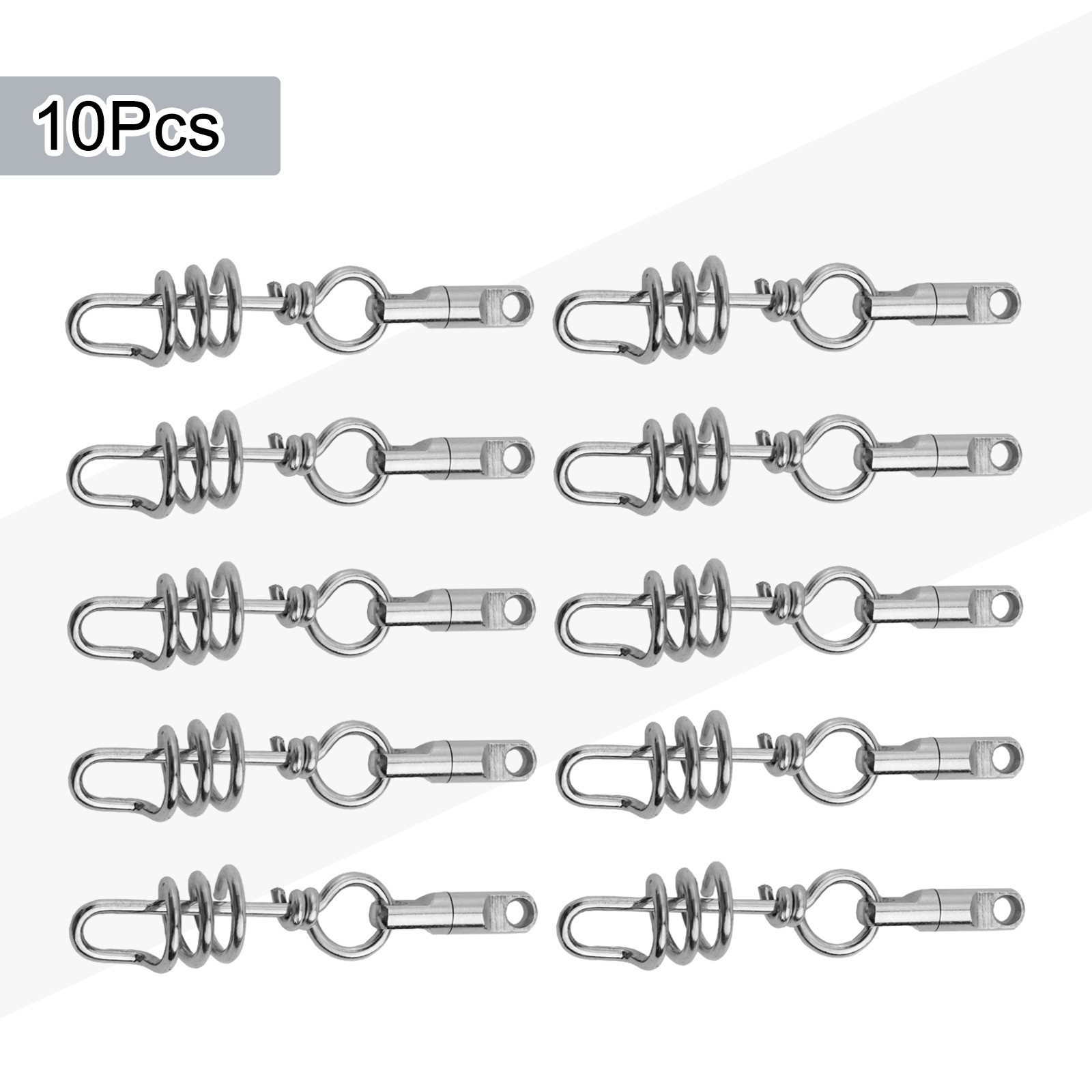 Reliable Heavy Duty Round Swivel Snaps for Fishing Corkscrew Set of 10