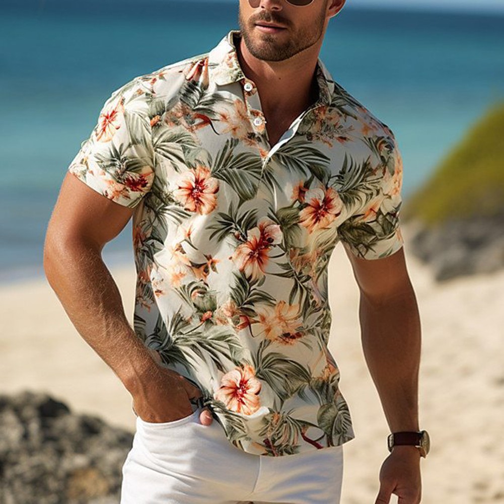 Stylish Men's Casual Streetwear Tshirt Short Sleeve 3D Floral Print S 4XL