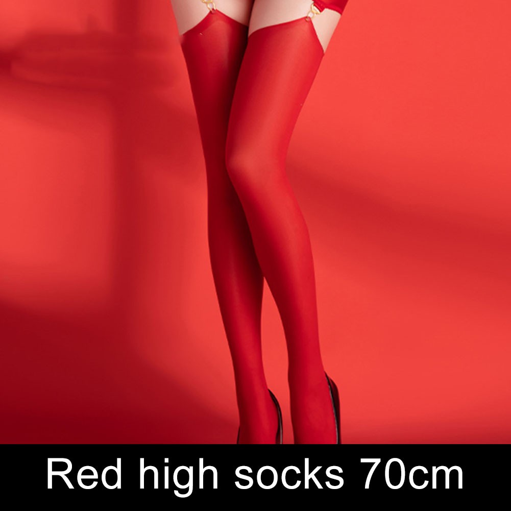 Hip Covering Skirt with Garter Stockings Oil Shiny Glossy Red Lingerie - Picture 35 of 37