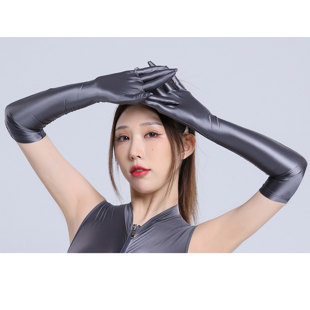 Elastic Long Gloves for Women Smooth Shiny Driving Nightclub Accessory - Picture 22 of 32