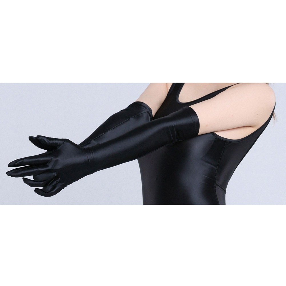 Elastic Long Gloves for Women Smooth Shiny Driving Nightclub Accessory - Picture 20 of 32