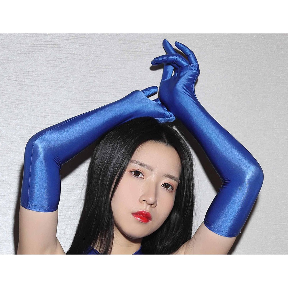 Elastic Long Gloves for Women Smooth Shiny Driving Nightclub Accessory - Picture 31 of 32