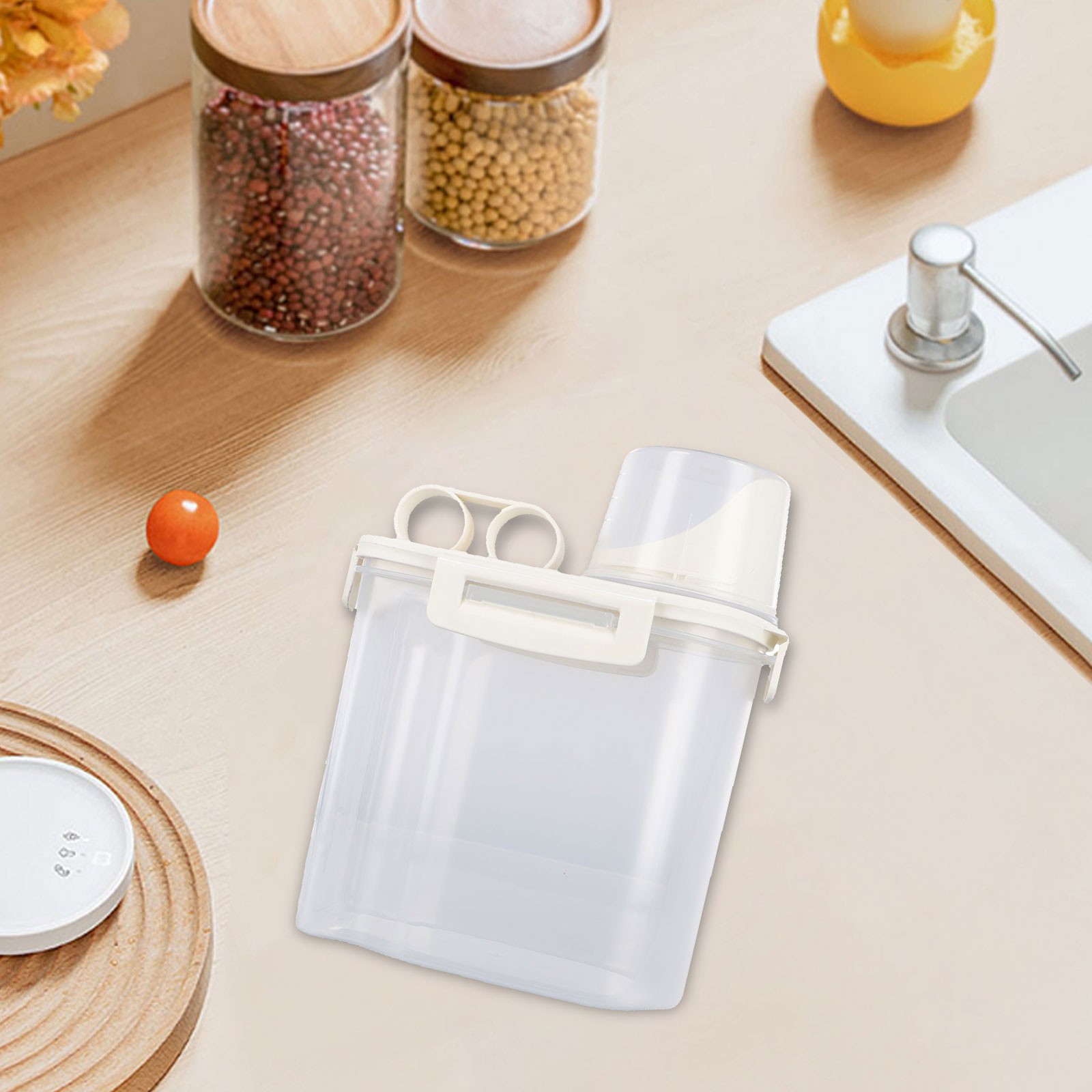 Sturdy Construction Kitchen Organizer Bin for Food Cereal Storage with Lid - Picture 13 of 33